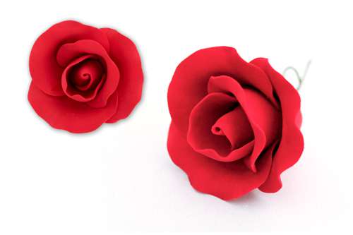 Medium Red Gumpaste Rose - Click Image to Close